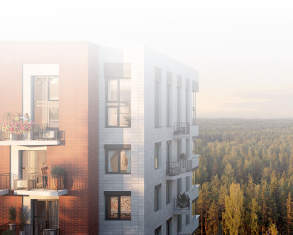 Семья на фоне жилого комплекса
